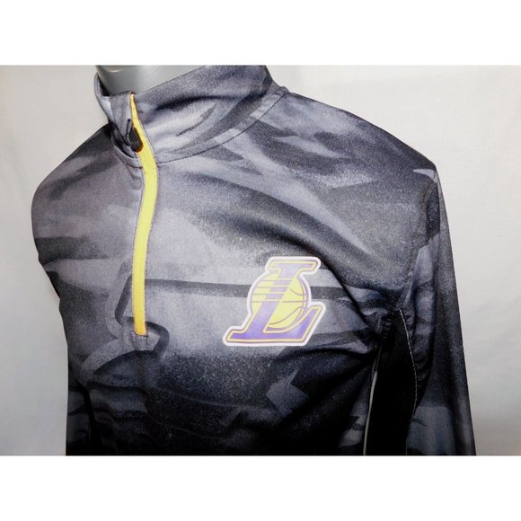 Net-Dri Los Angeles Lakers NBA  Mens S Black Gray 1/4 Zip PullOver Shirt Top - Picture 6 of 12